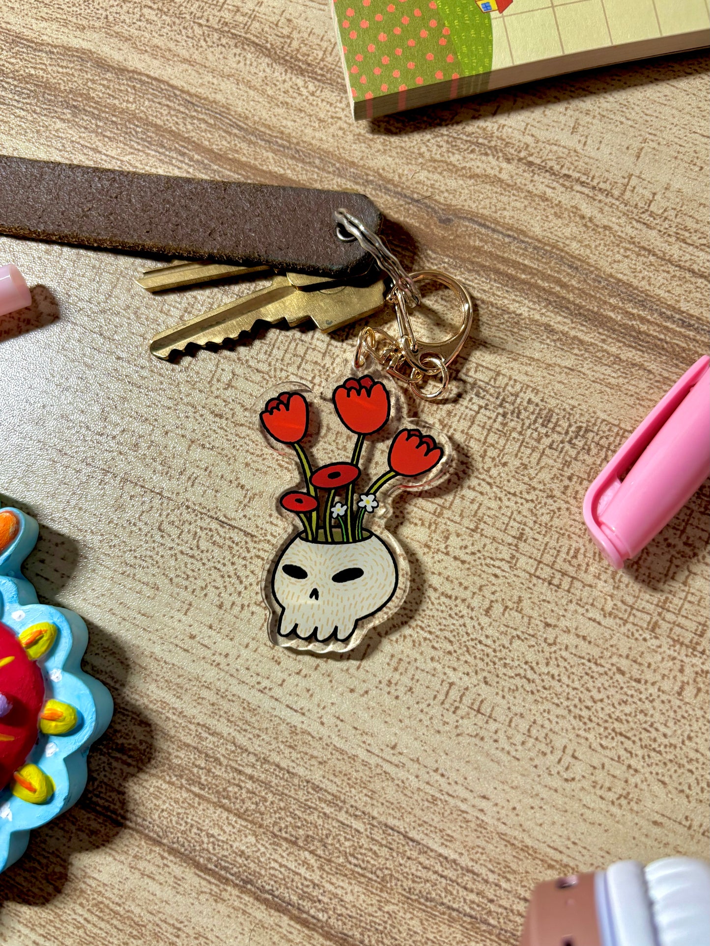 Flower Skull Keychain