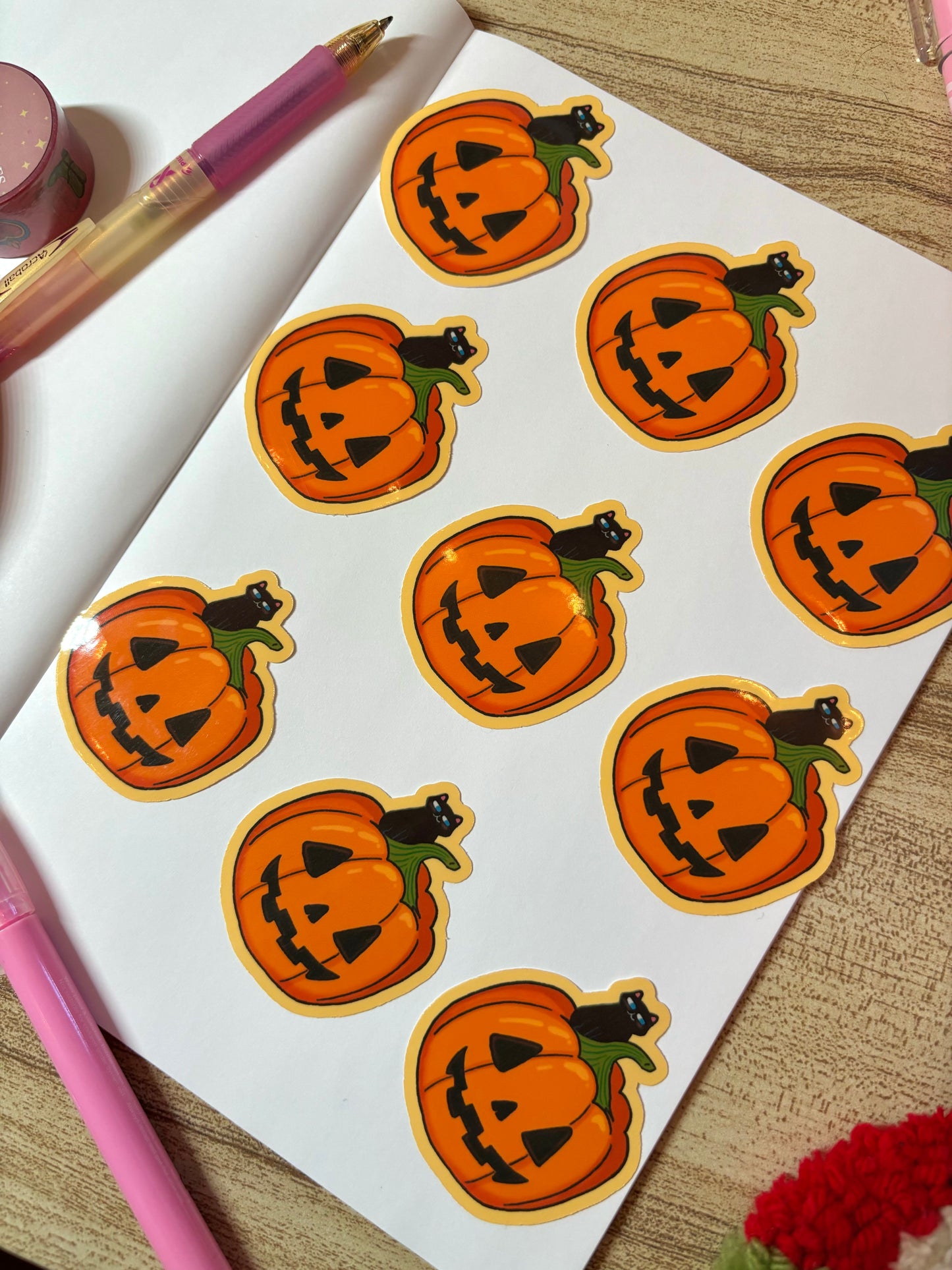 Black Kitten on Pumpkin Sticker