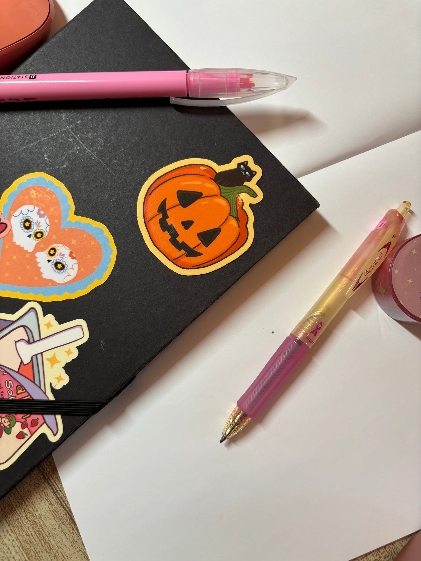 Black Kitten on Pumpkin Sticker