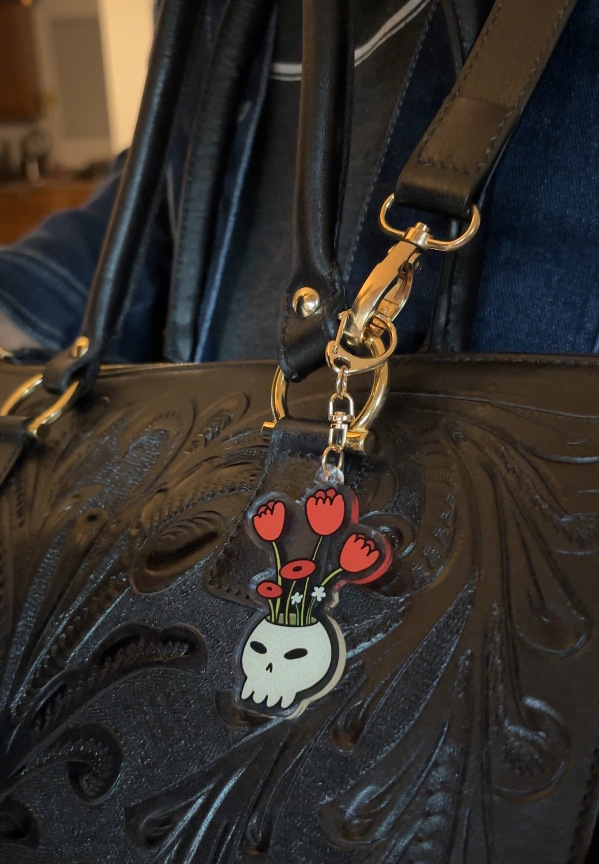 Flower Skull Keychain