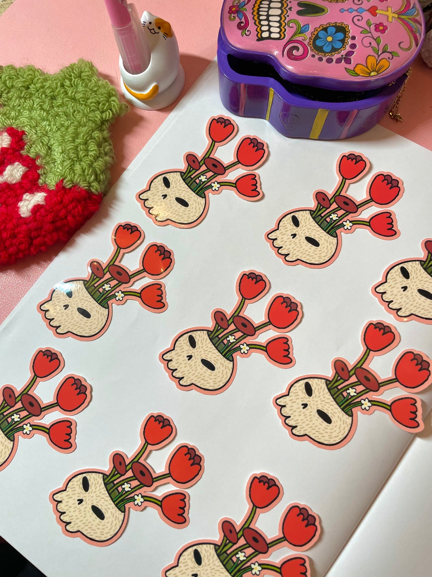 Flower Skull Sticker