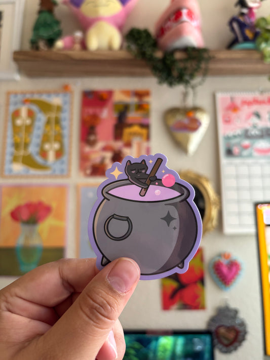 Cauldron Cat Sticker