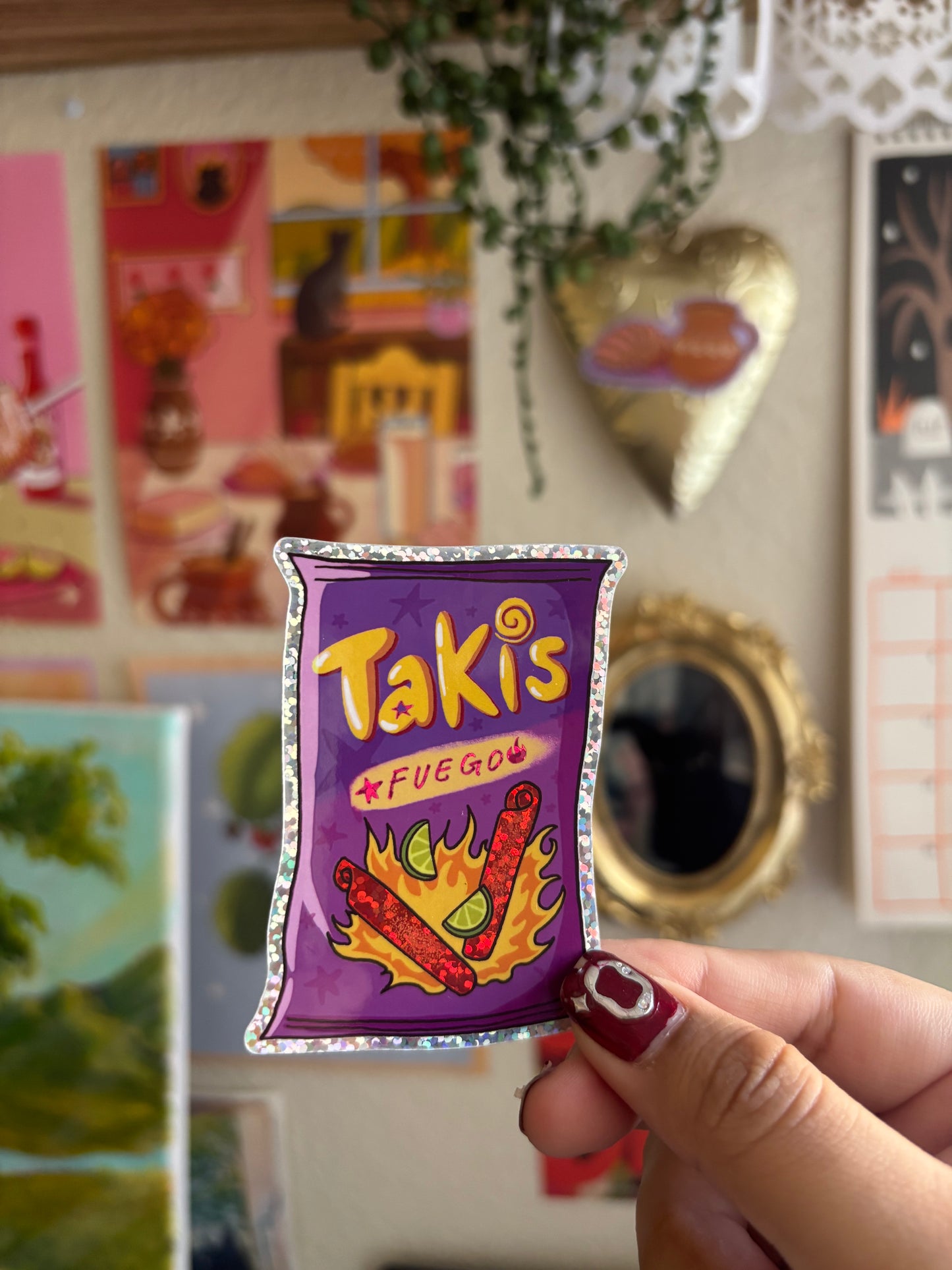 Mexican Tortilla Hot Chips Glitter Sticker